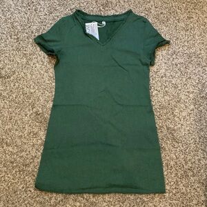 Green V-Neck T-Shirt Dress